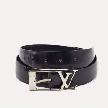 Pre Owned Louis Vuitton Black Leather Neogram Belt 90CM