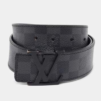 Pre Owned Louis Vuitton Damier Graphite Canvas LV Initiales Belt 95CM