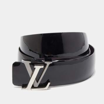 Pre Owned Louis Vuitton Black Vernis LV Initiales Belt 90CM