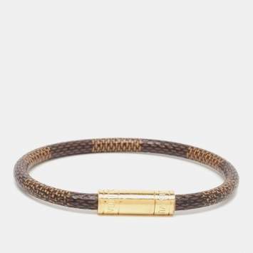 Pre Owned Louis Vuitton Keep it Canvas Gold Tone Bracelet