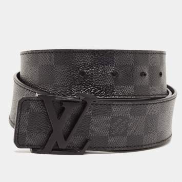Pre Owned Louis Vuitton Damier Graphite Coated Canvas Initials Belt 95 CM