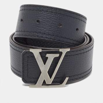 Pre Owned Louis Vuitton Black Leather LV Initiales Belt Size 90 CM