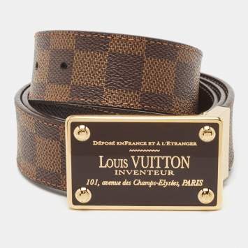 Pre Owned Louis Vuitton Damier Ebene Canvas Inventeur Reversible Belt 90CM