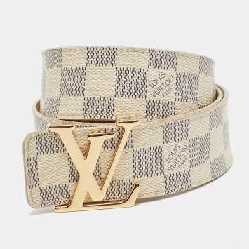 Pre Owned Louis Vuitton Damier Azur Canvas LV Initiales Belt 95CM