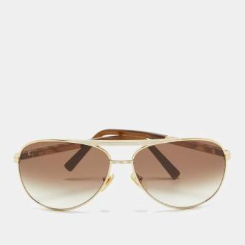 Pre Owned Louis Vuitton Brown Gradient Z0339U Attitude Pilote Aviator Sunglasses