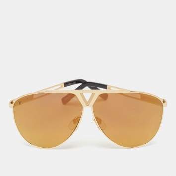 Pre Owned Louis Vuitton Gold Mirrored Z2314U Tonca Pilot Sunglasses