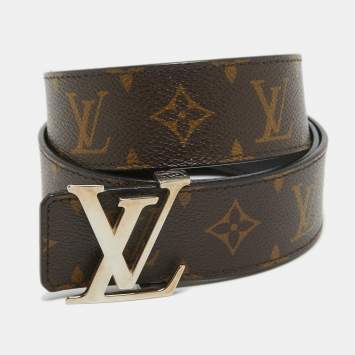 Pre Owned Louis Vuitton Monogram Canvas and Leather LV Initiales Reversible Belt 95CM