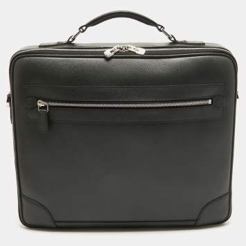 Pre Owned Louis Vuitton Black Taiga Leather Odessa Computer Case Bag