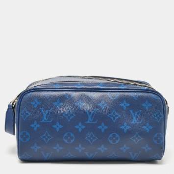 Pre Owned Louis Vuitton Cobalt Taigarama Canvas Dopp Kit