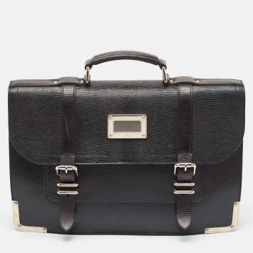 Pre Owned Louis Vuitton Black Lizard Larry Briefcase Bag