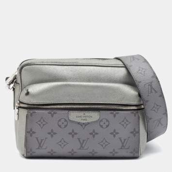 Pre Owned Louis Vuitton Gunmetal Taigarama Canvas and Leather Outdoor Messenger Bag