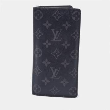 Pre Owned Louis Vuitton Monogram Eclipse Canvas Brazza Wallet