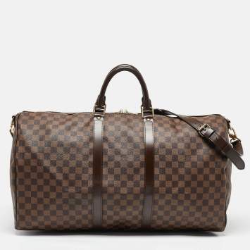 Pre Owned Louis Vuitton Damier Ebene Canvas Keepall Bandouliere 55 Bag