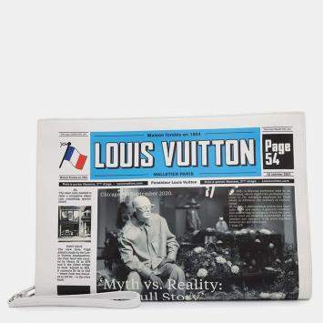 Louis Vuitton White Leather Newspaper Clutch 
