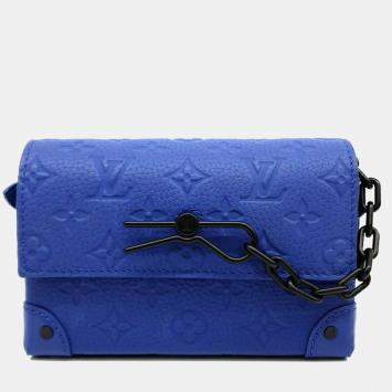 Pre Owned  Louis Vuitton Blue Leather Steamer Wearable Wallet Bag