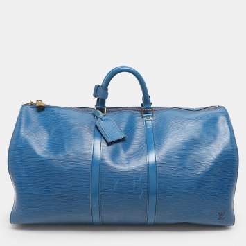 Louis Vuitton Blue Epi Leather Keepall 55 Bag