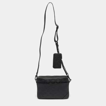 Louis Vuitton Black Monogram Shadow Leather Trio Messenger Bag