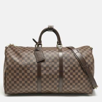 Pre Owned Louis Vuitton Damier Ebene Canvas Keepall Bandouliere 55 Bag
