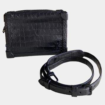 Louis Vuitton Black Crocodile Leather Soft Trunk Shoulder Bag
