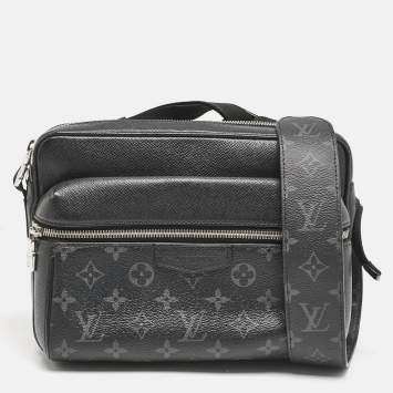 Pre Owned Louis Vuitton Black Monogram Eclipse Canvas and Taiga Leather Outdoor Messenger Bag