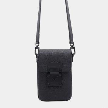Pre Owned Louis Vuitton Black Monogram Taurillon Leather S-Padlock Vertical Wearable Wallet