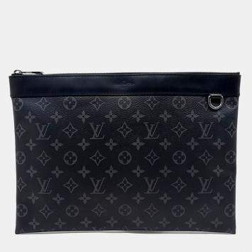 Pre Owned Louis Vuitton Black Coated Canvas Eclipse Discovery Pochette GM bag