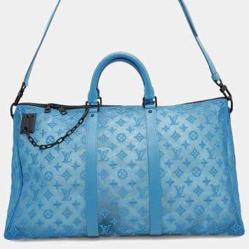 Louis Vuitton Turquoise Blue Monogram Mesh Keepall 50 Shoulder Bag