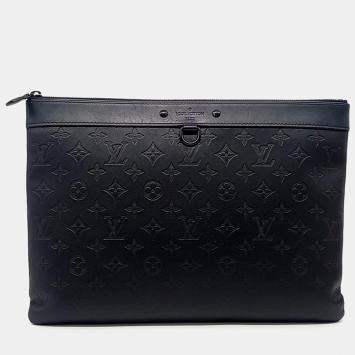 Louis Vuitton Black Leather Shadow Discovery Pochette Clutch