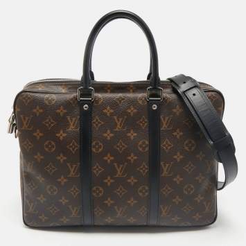 Louis Vuitton Monogram Macassar Canvas Porte Documents Voyage PM Bag