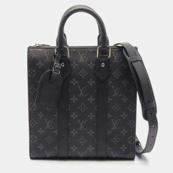 Louis Vuitton Sac Plat Cross Handbag Coated Canvas Leather Monogram Eclipse Black