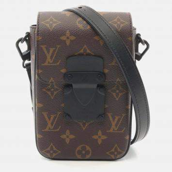 Louis Vuitton S-Lock Vertical Wearable Wallet Shoulder Bag Coated Canvas Leather Monogram Macassar Brown Black