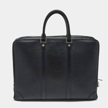 Pre Owned Louis Vuitton Black Epi Leather Porte Documents Voyage GM Bag