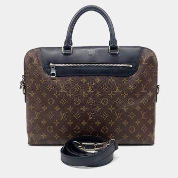 Louis Vuitton Black Brown Coated Canvas and Leather Macassar Port Documentation Jour