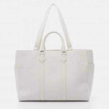 Louis Vuitton Sac Plat 24H White Monogram Taurillon Leather Tote Bag