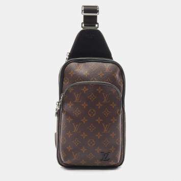 Louis Vuitton Avenue Sling Bag Monogram Macassar Waist Body Coated Canvas Leather Brown Black