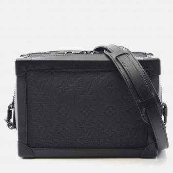 Pre Owned Louis Vuitton Soft Trunk Shoulder Bag In Monogram Taurillon Leather Black