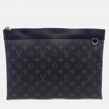 Pre Owned Louis Vuitton Black Canvas Eclipse Pochette Clutch