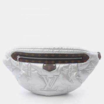 Pre Owned Louis Vuitton Maxi Bum Bag Lv Pillow Waist Body Nylon And Coated Canvas Silver Brown