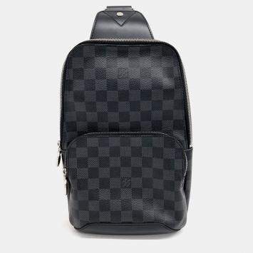 Pre Owned Louis Vuitton Graphite Avenue Black Canvas Slingback