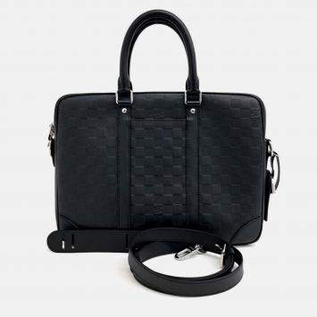 Pre Owned Louis Vuitton Black PVC Damier Infini Porte Document Jour