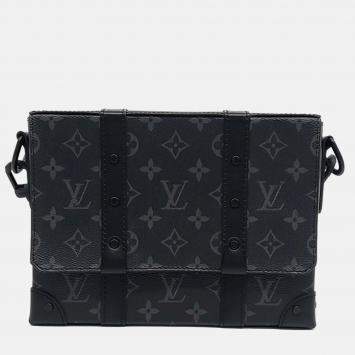 Pre Owned Louis Vuitton Black Coated Canvas and Leather Trunk Messenger Bag