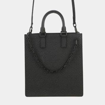 Pre Owned Louis Vuitton Sac Plat Messenger Noir Monogram Taurillon Leather Bag