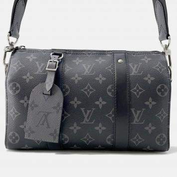 Pre Owned Louis Vuitton City Keepall Noir Monogram Eclipse Monogram Eclipse Reverse