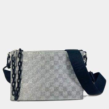 Pre Owned Louis Vuitton Damier Glitter Trio Pouch Nm Coin Case Shoulder Bag Leather/Taurillon Leather Silver