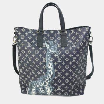 Pre Owned Louis Vuitton Monogram Savannah Jake And Dinos Chapman 2Way Shoulder Bag Crossbody Tote Canvas Navy