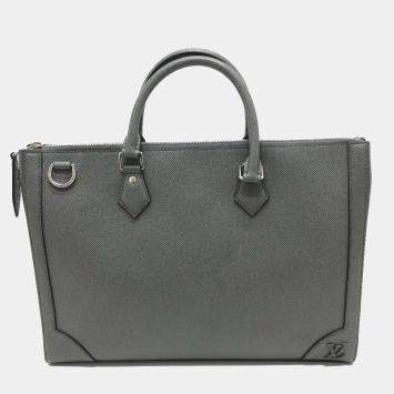 Pre Owned Louis Vuitton Slim Briefcase Grey Leather Top Handle Bag