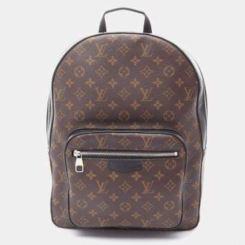 Pre Owned Louis Vuitton Josh Coated Canvas And Leather Monogram Macassar Backpack Brown Black
