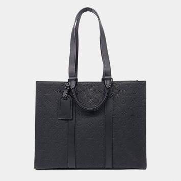 Pre Owned Louis Vuitton Black Leather Taurillon Sac Plat