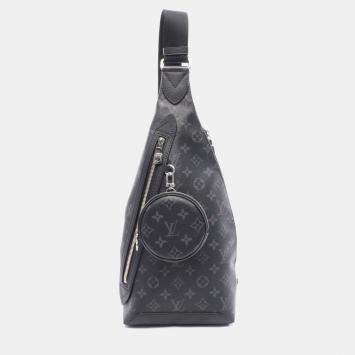Pre Owned Louis Vuitton Duo  Waist Body Taiga Rama Black Coated Canvas Leather Bag