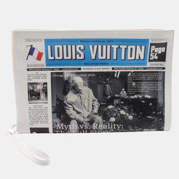 Pre Owned Louis Vuitton Everyday Lv Newspaper Second Bag/Clutch Bag  Leather  White/Multicolor